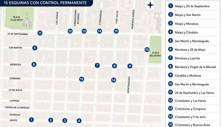 Estas son las 15 esquinas en las que habrá control de la Policía tras la final