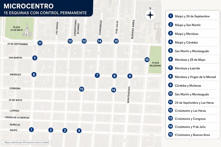 Estas son las 15 esquinas en las que habrá control de la Policía tras la final
